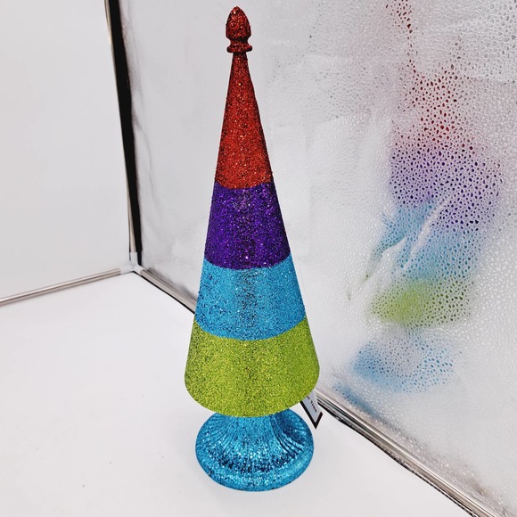 NWT Glitter Rainbow Metal Christmas Tree - Picture 2 of 11